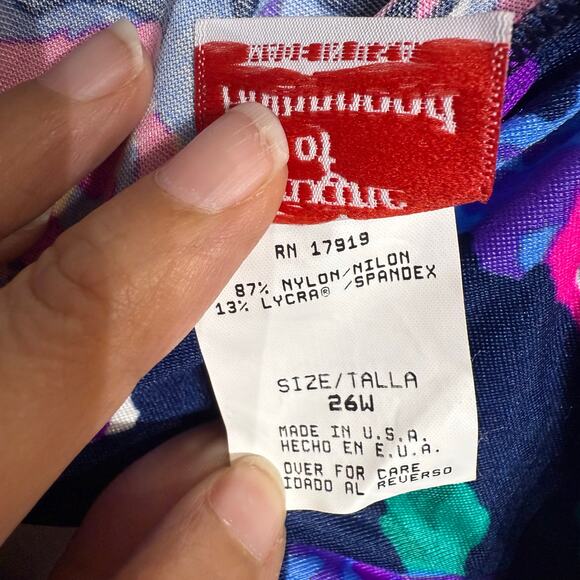 Maxine of Hollywood Navy Floral Vintage Swim Suit Sz 26W NWT - Picture 5 of 10